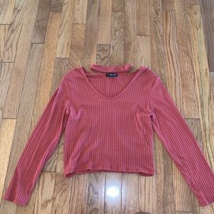 Orange crop top neck piece top